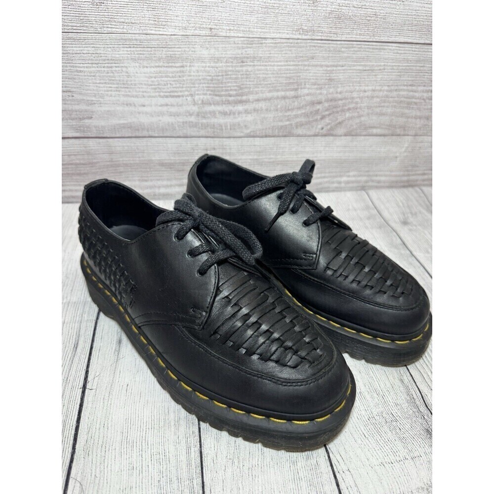 Dr Martens 1461 Bex WVN Basketweave Leather Oxford Sz 8 Men Black Luxor Shoes - Picture 4 of 13